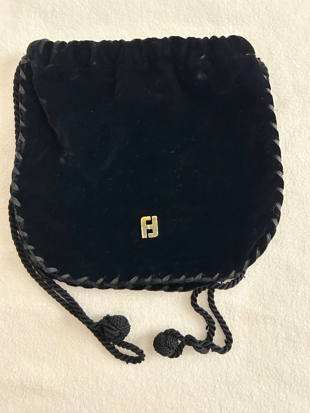Vintage Fendi Velvet Drawstring Evening Bag